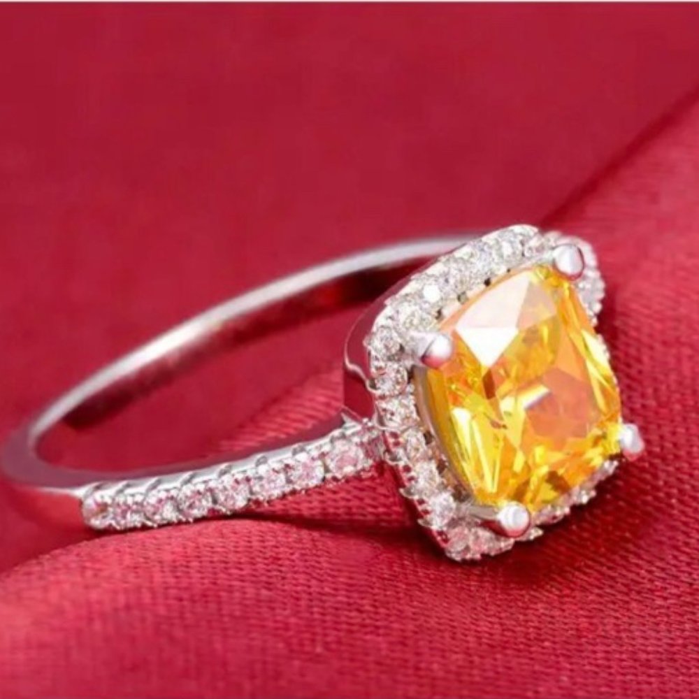 LUXURY ENGAGEMENT DIAMOND S925 STERLING SILVER RING, BEAUTIFUL RING, SHINY RING. - Picture 4 of 6